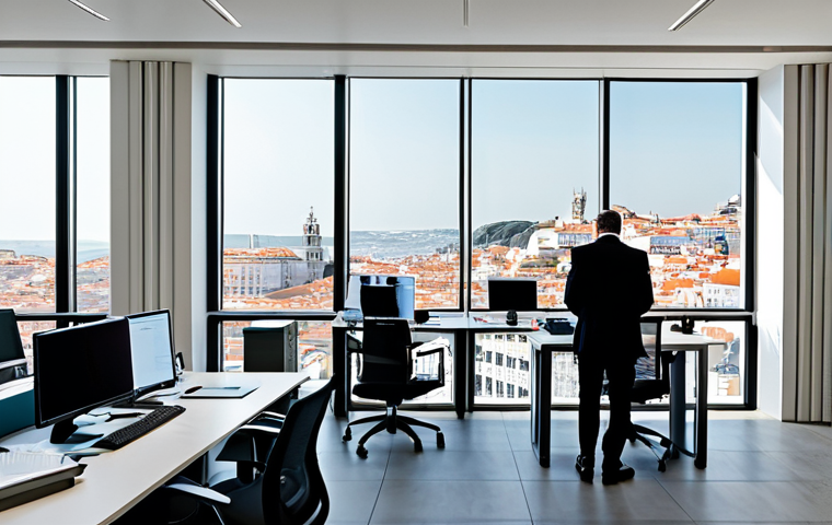 **

"A busy, modern accounting office in Lisbon, Portugal. Several accountants are working at computers, reviewing financial documents, fully clothed in professional attire. The office is bright and clean, with large windows overlooking the city. The atmosphere is efficient and professional.  Focus on detail and accuracy. Safe for work, appropriate content, professional."

**