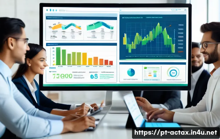 전산세무회계 자격증 활용 가능한 직종 - A modern office scene showing a diverse group of certified financial professionals collaborating aro...