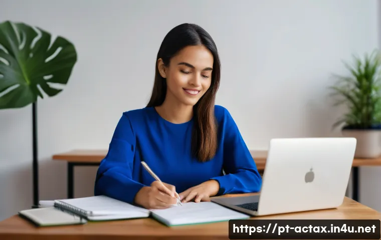 전산세무회계 실무 경험이 없는 사람의 취업 - A young professional woman studying accounting online at home, surrounded by textbooks and a laptop ...